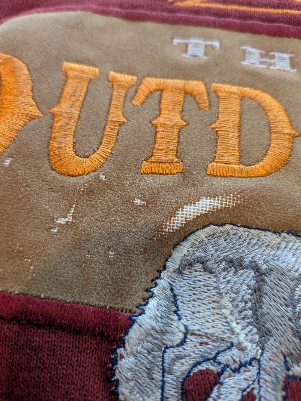 VINTAGE unisex Burgundy 'Outdoor' Embroidered Sweatshirt - Picture 3 of 8